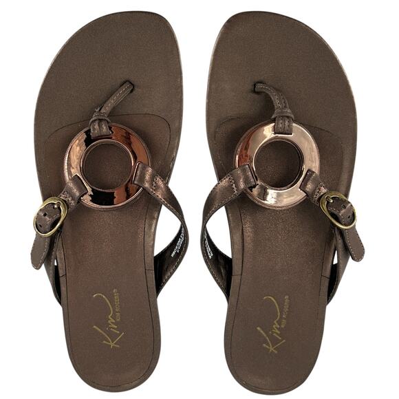 Kim Rogers Morissa Thong Sandals Metallic Bronze Size 6M - Picture 1 of 15